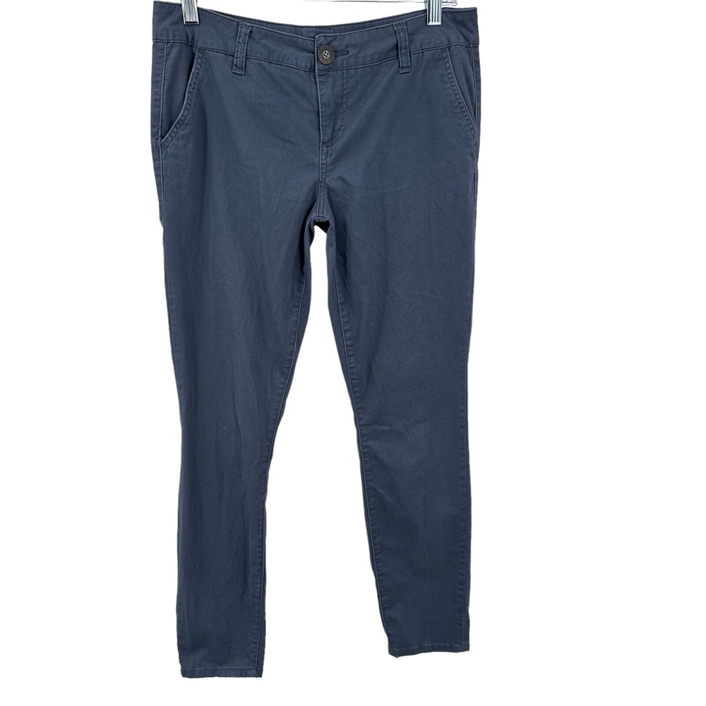BKE Women Size 27 Skinny Chino Pants Gray Blue Mid Rise Stretch Trousers Casual